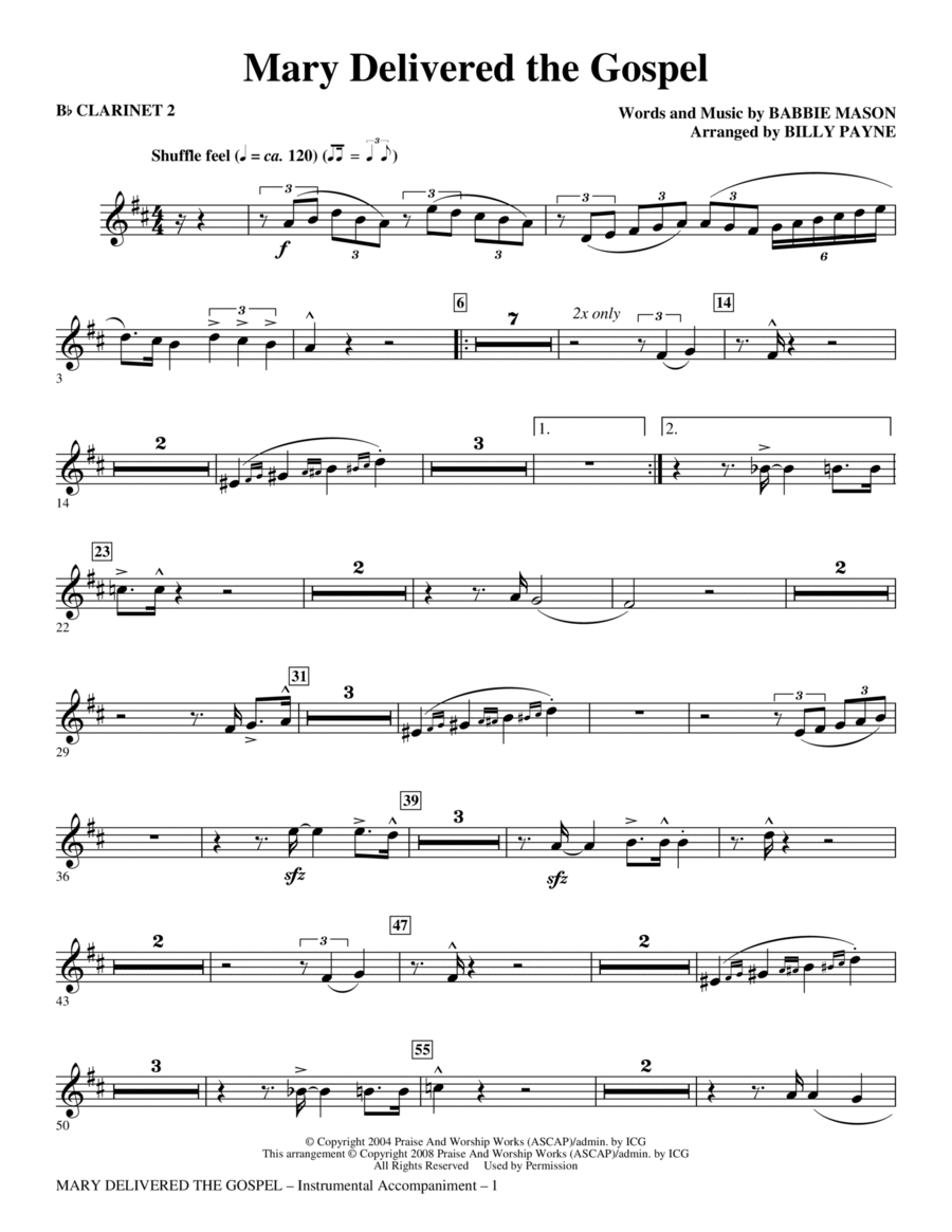 Mary Delivered The Gospel - Bb Clarinet 2 Choir scores gallery preview page 1