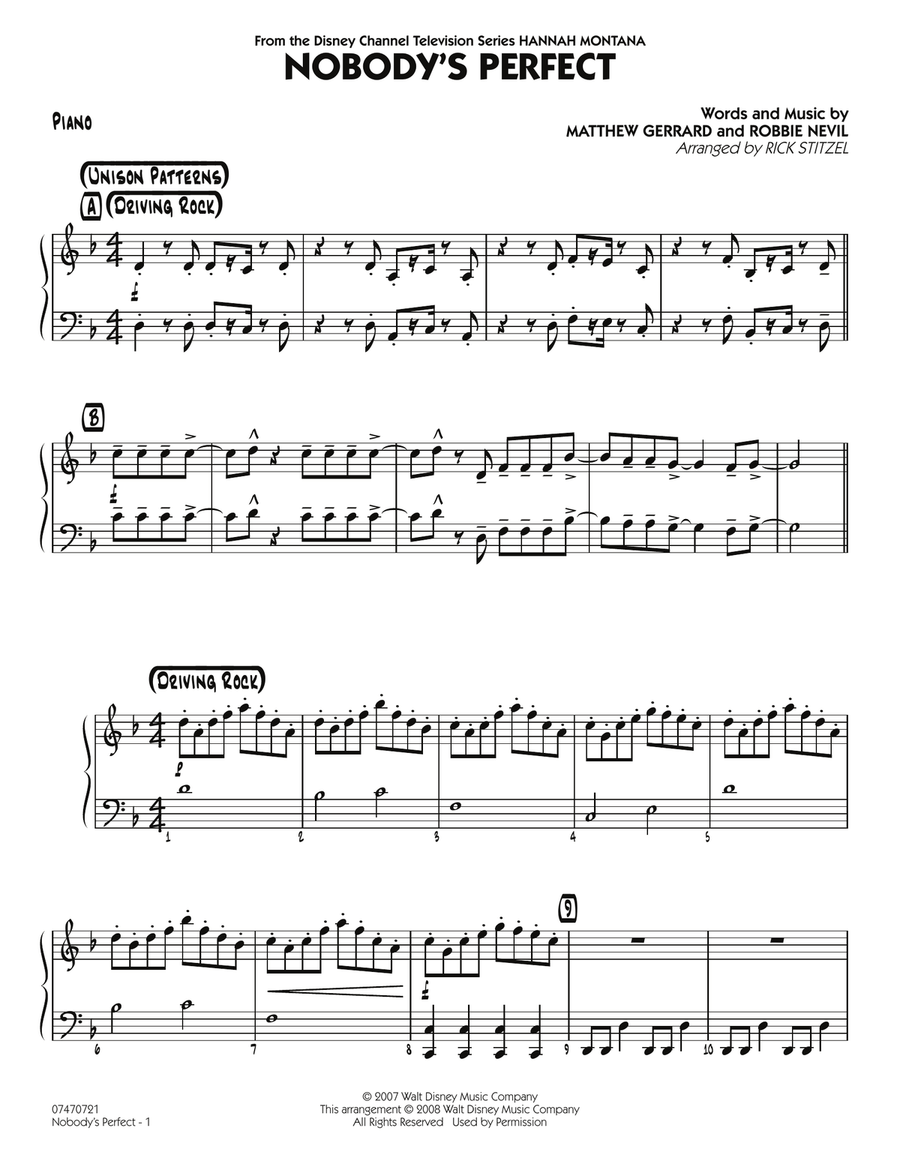 Nobody's Perfect - Piano Nobody's Perfect - Piano Jazz Ensemble scores gallery preview page 1