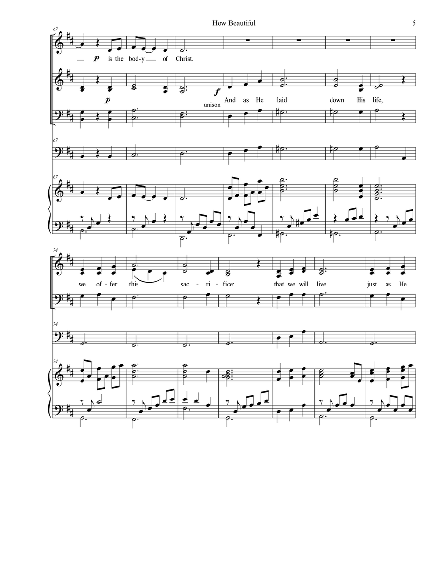 How Beautiful Choir scores gallery preview page 5