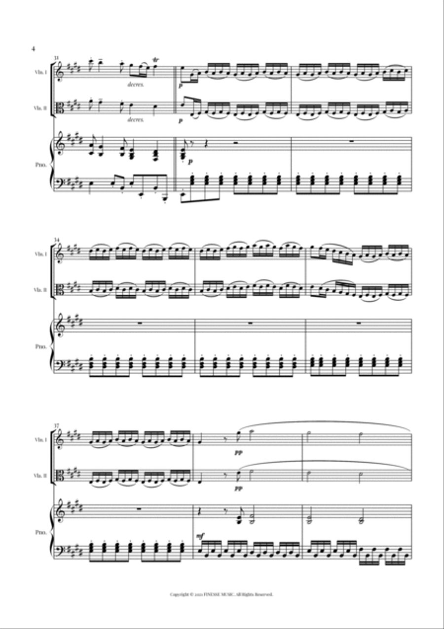 TRIO - Four Seasons Spring (Allegro) for VIOLIN, VIOLA and PIANO - E Major Small Ensemble scores gallery preview page 6