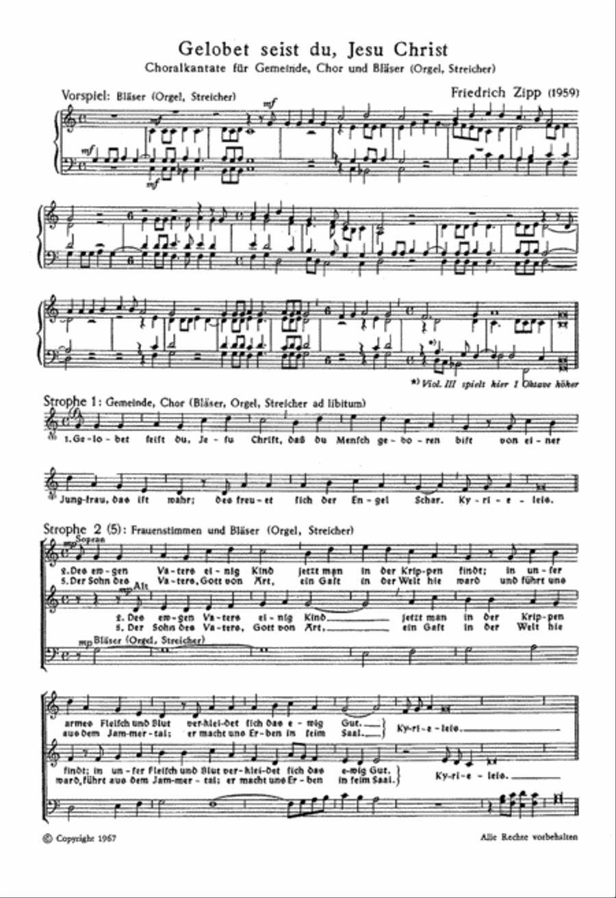 All praise to you, Lord Jesus Christ (Gelobet seist du, Jesu Christ) 4-Part scores gallery preview page 1