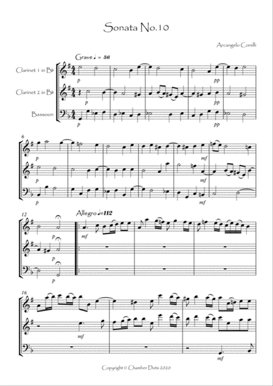 Sonata No.10 Woodwind Trio scores gallery preview page 2