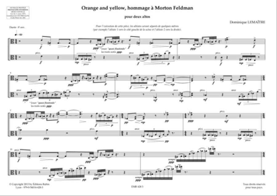 Orange and yellow, hommage a morton feldman pour deux altos School and Community scores gallery preview page 2