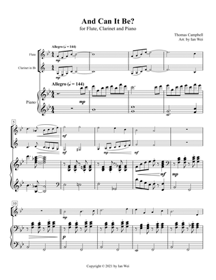 Book cover for And Can It Be? for Flute, Clarinet and Piano