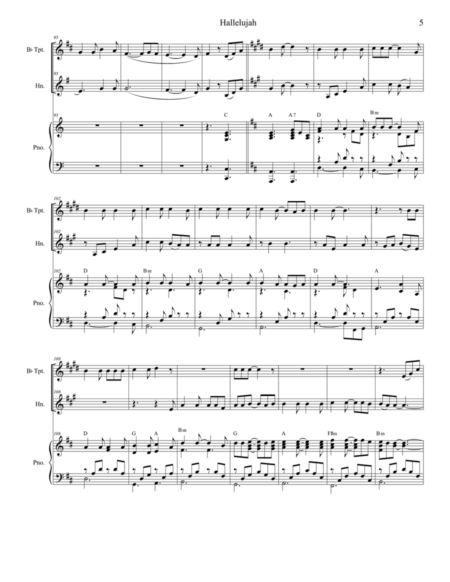 Hallelujah Brass Duet scores gallery preview page 5
