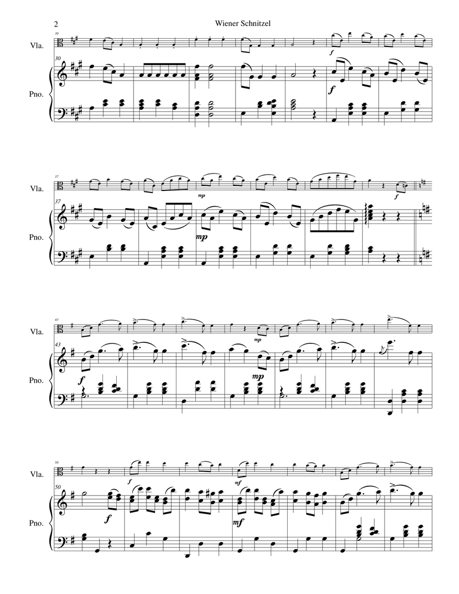 Wiener Schnitzel for viola and piano Piano scores gallery preview page 2