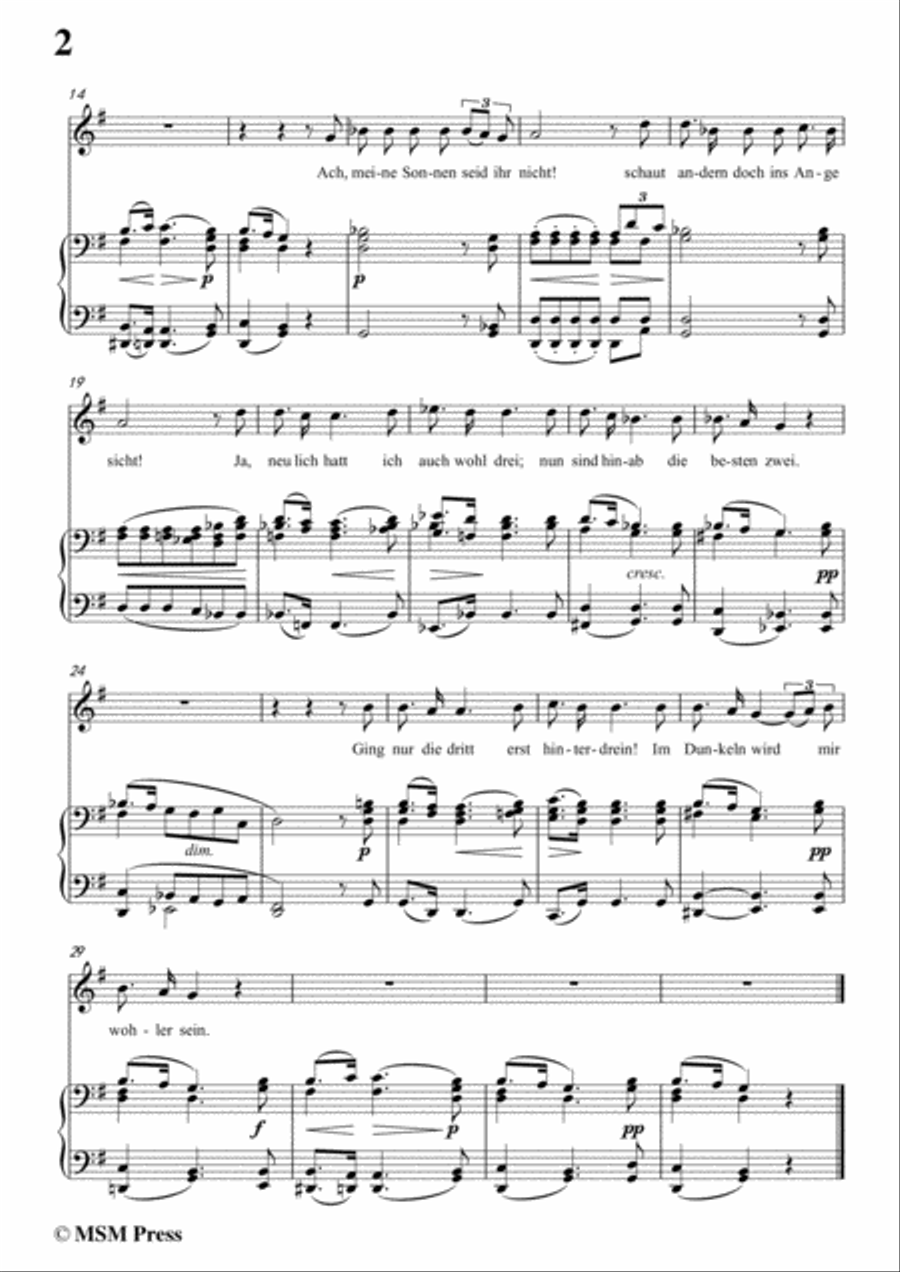 Schubert-Die Nebensonnen,in G Major,Op.89 No.23,for Voice and Piano Voice Solo scores gallery preview page 4
