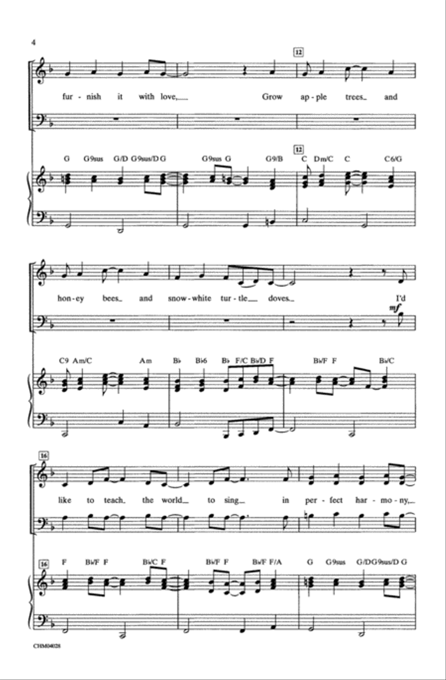 I'd Like to Teach the World to Sing (In Perfect Harmony) 4-Part scores gallery preview page 3