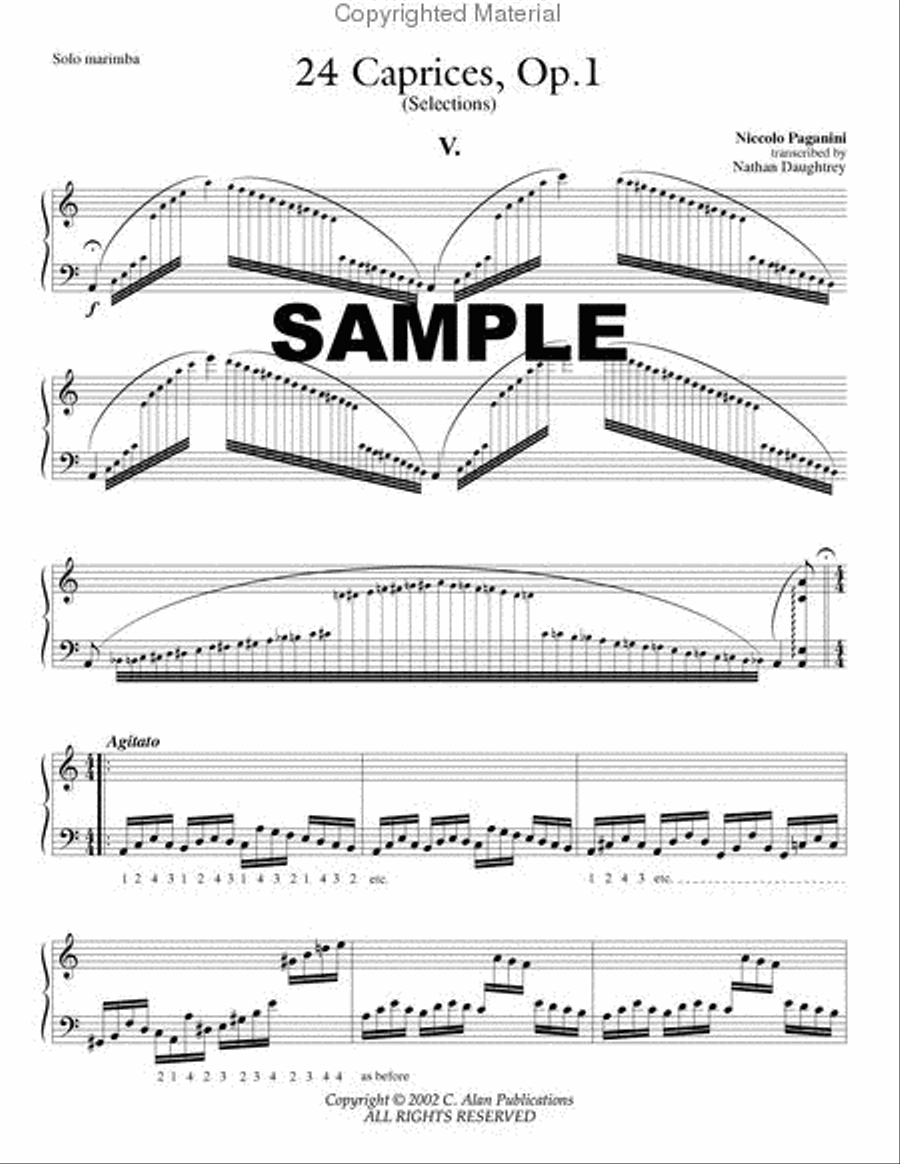 24 Caprices, No. 5 in A Minor Percussion Ensemble scores gallery preview page 2
