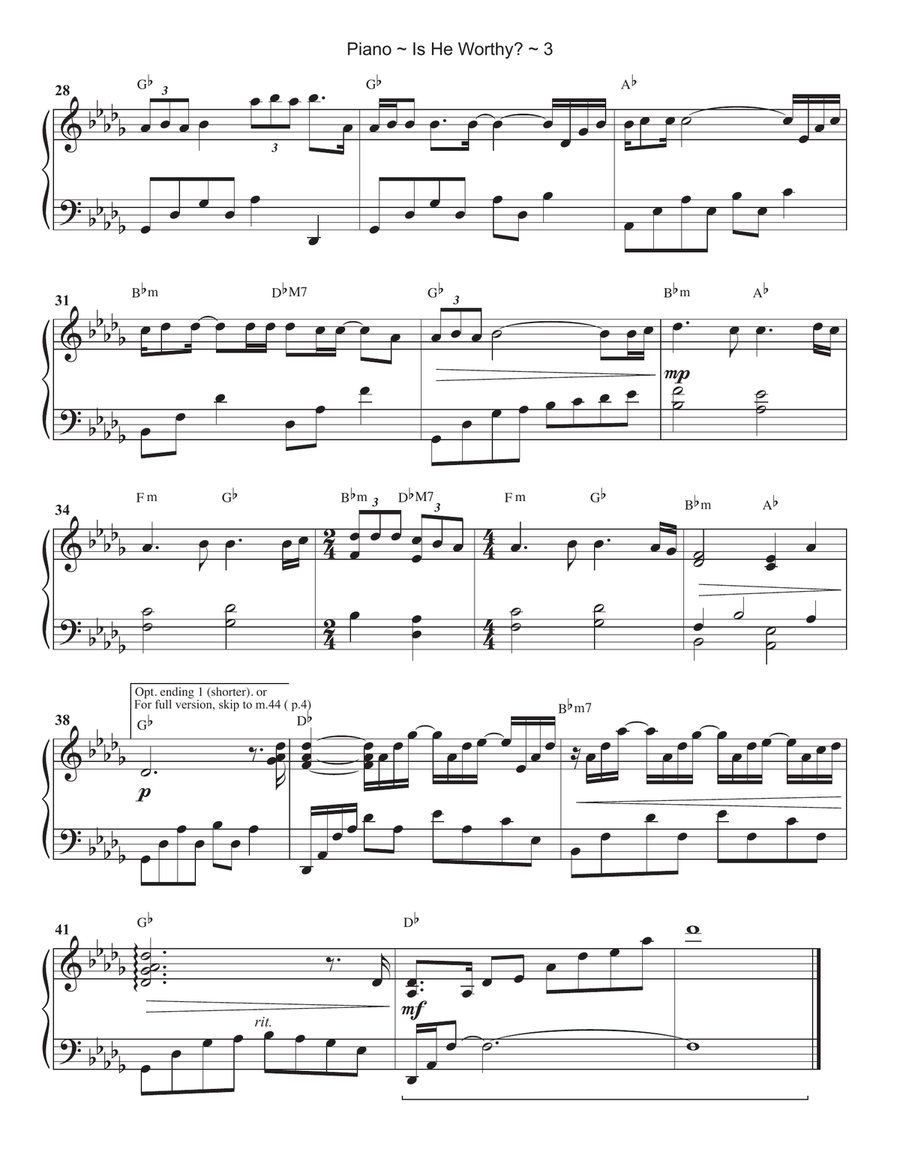 Is He Worthy? Piano Solo scores gallery preview page 4