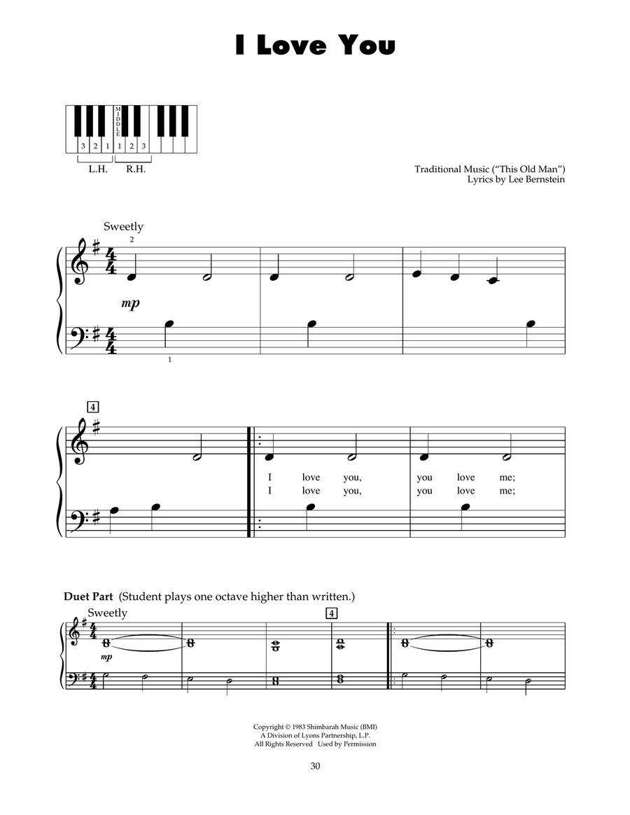 I Love You (from Barney) Piano scores gallery preview page 1