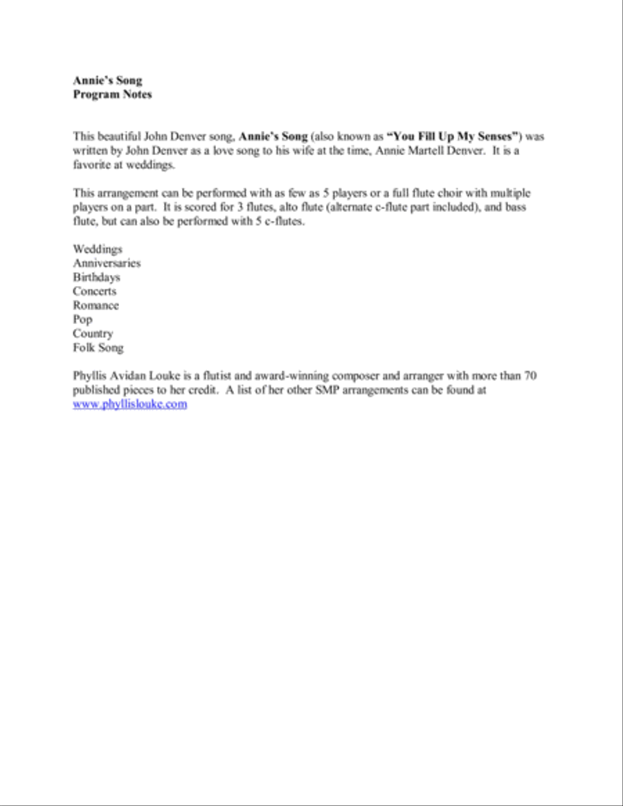 Annie's Song Woodwind Ensemble scores gallery preview page 2