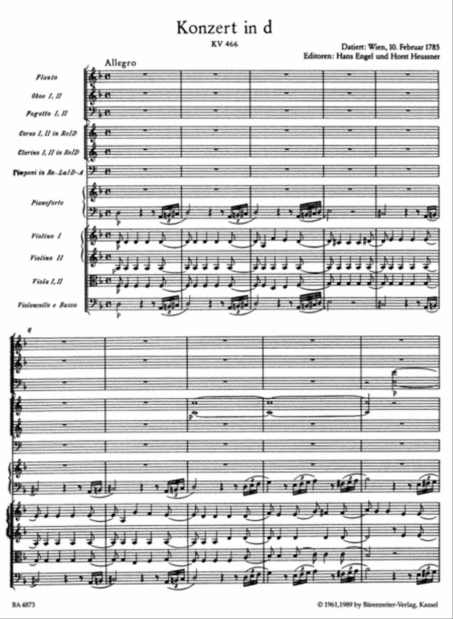 Concerto for Piano and Orchestra, No. 20 d minor, KV 466 Orchestra scores gallery preview page 2