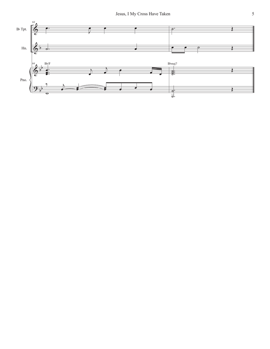 Jesus, I My Cross Have Taken (Duet for Bb-Trumpet and French Horn) Brass Duet scores gallery preview page 6