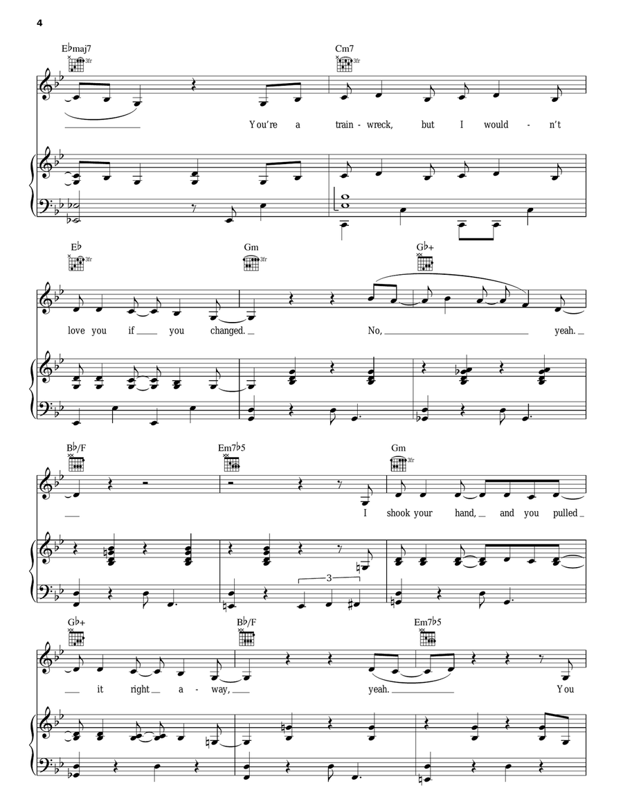 Trainwreck Piano, Vocal, Guitar scores gallery preview page 4