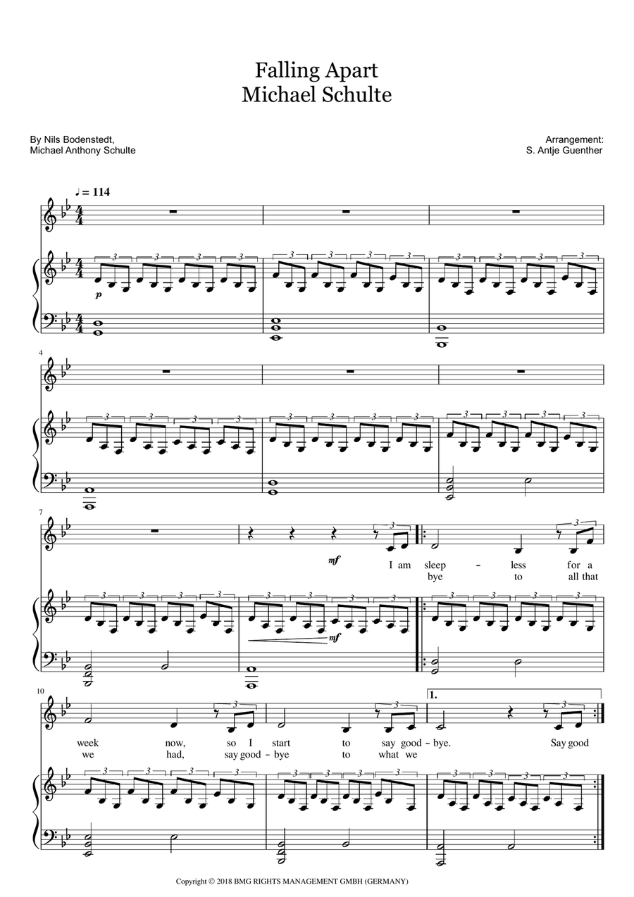 Falling Apart Falling Apart Piano, Vocal scores gallery preview page 1