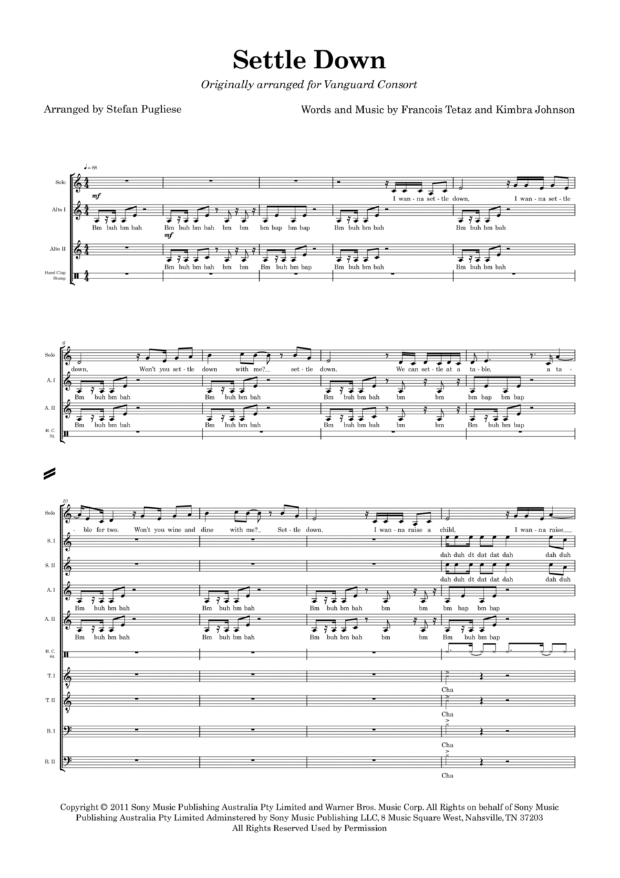 Settle Down Divisi scores gallery preview page 1