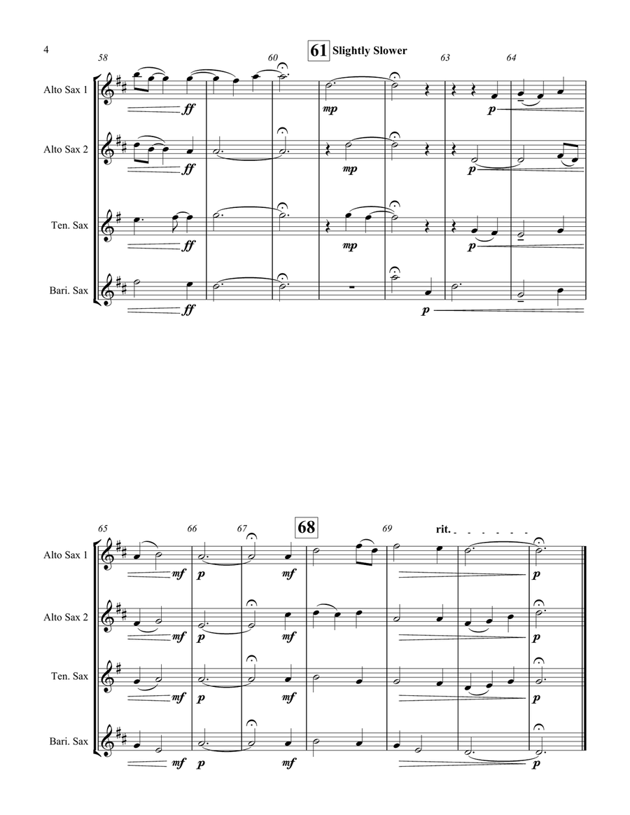 Amazing Grace for saxophone quartet Saxophone Quartet scores gallery preview page 6