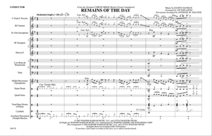 Remains of the Day (from Corpse Bride): Score Marching Band scores gallery preview page 1