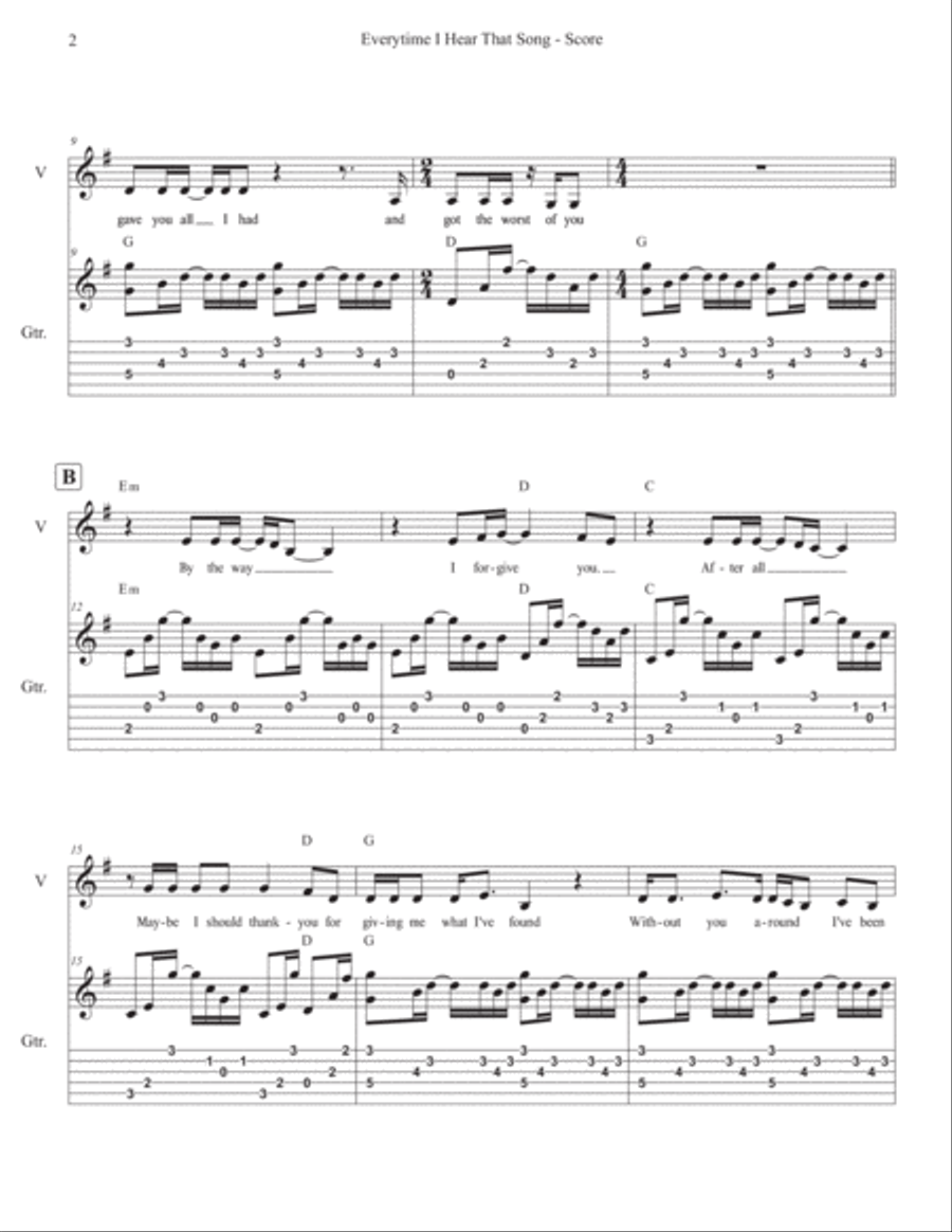 Every Time I Hear That Song Guitar scores gallery preview page 2