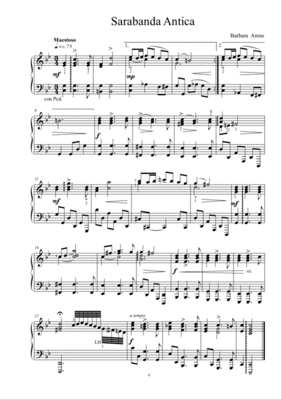 Sarabanda Antica Sarabanda Antica Piano Solo scores gallery preview page 1