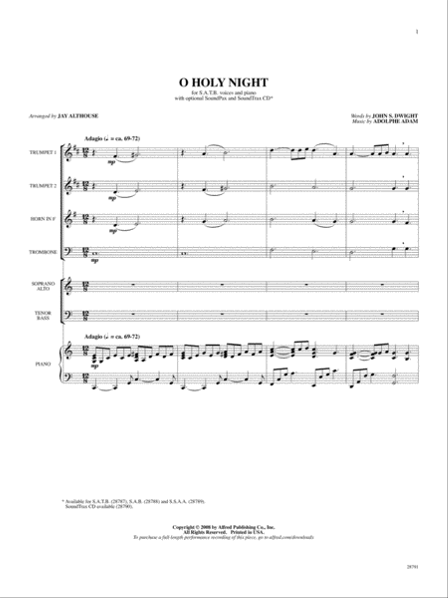 O Holy Night: Score Choir scores gallery preview page 1