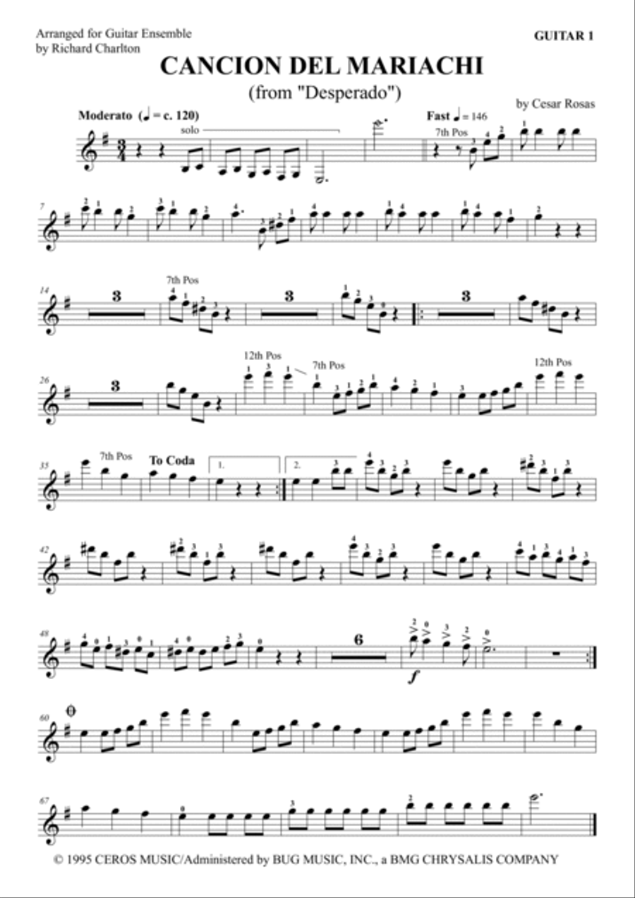 Cancion Del Mariachi Guitar Ensemble scores gallery preview page 5