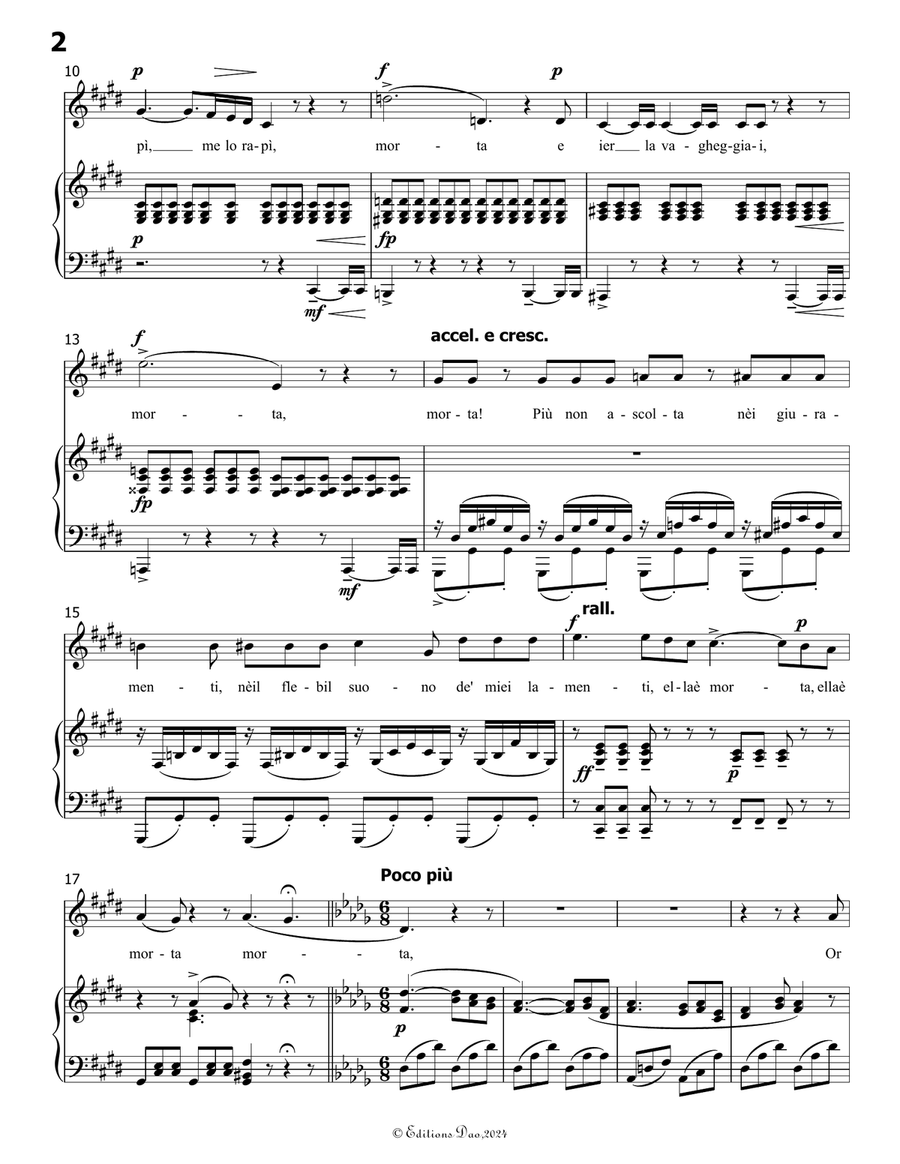 È morta, by Donizetti, in c sharp minor Piano, Vocal scores gallery preview page 4