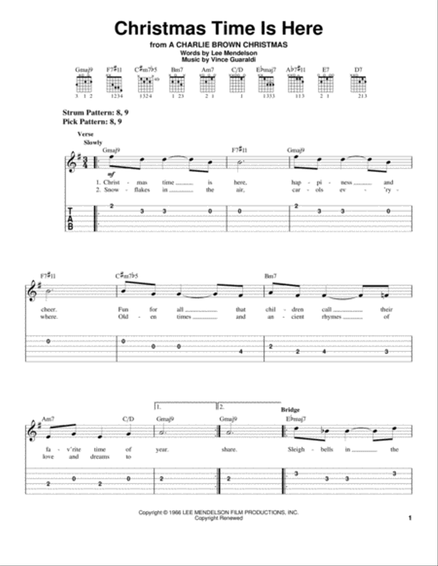 Christmas Time Is Here Christmas Time Is Here Guitar Tablature scores gallery preview page 1