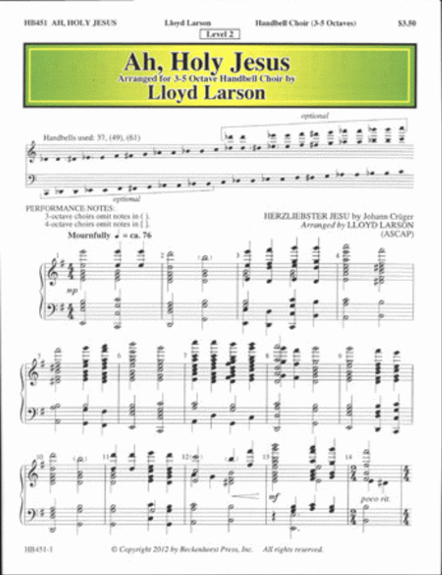 Ah, Holy Jesus 5-Octaves scores gallery preview page 1