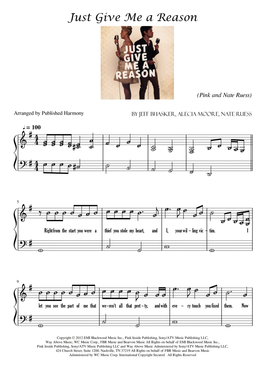 Just Give Me A Reason Voice scores gallery preview page 1