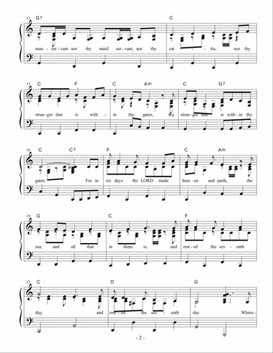 Remember the Sabbath Day (key of C) Voice scores gallery preview page 2