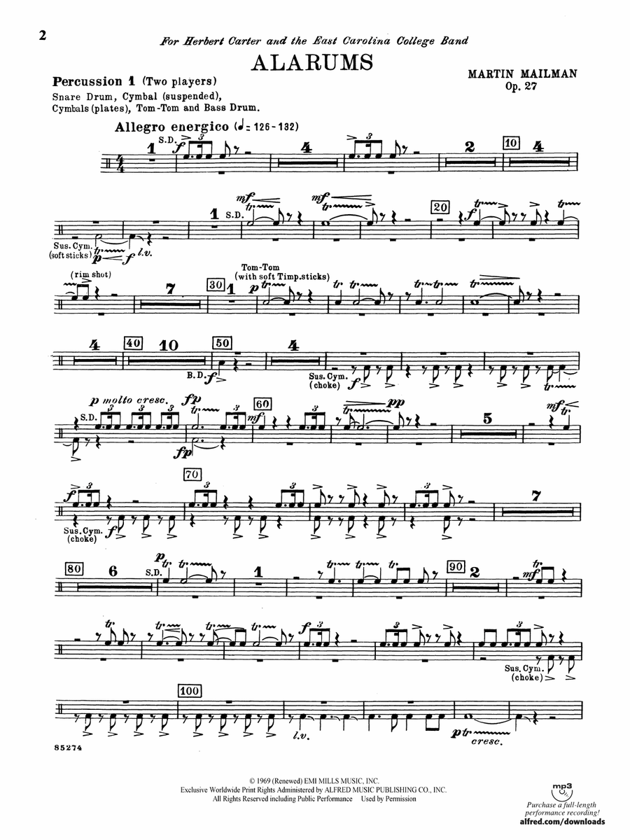 Alarums, Op. 27: 1st Percussion
