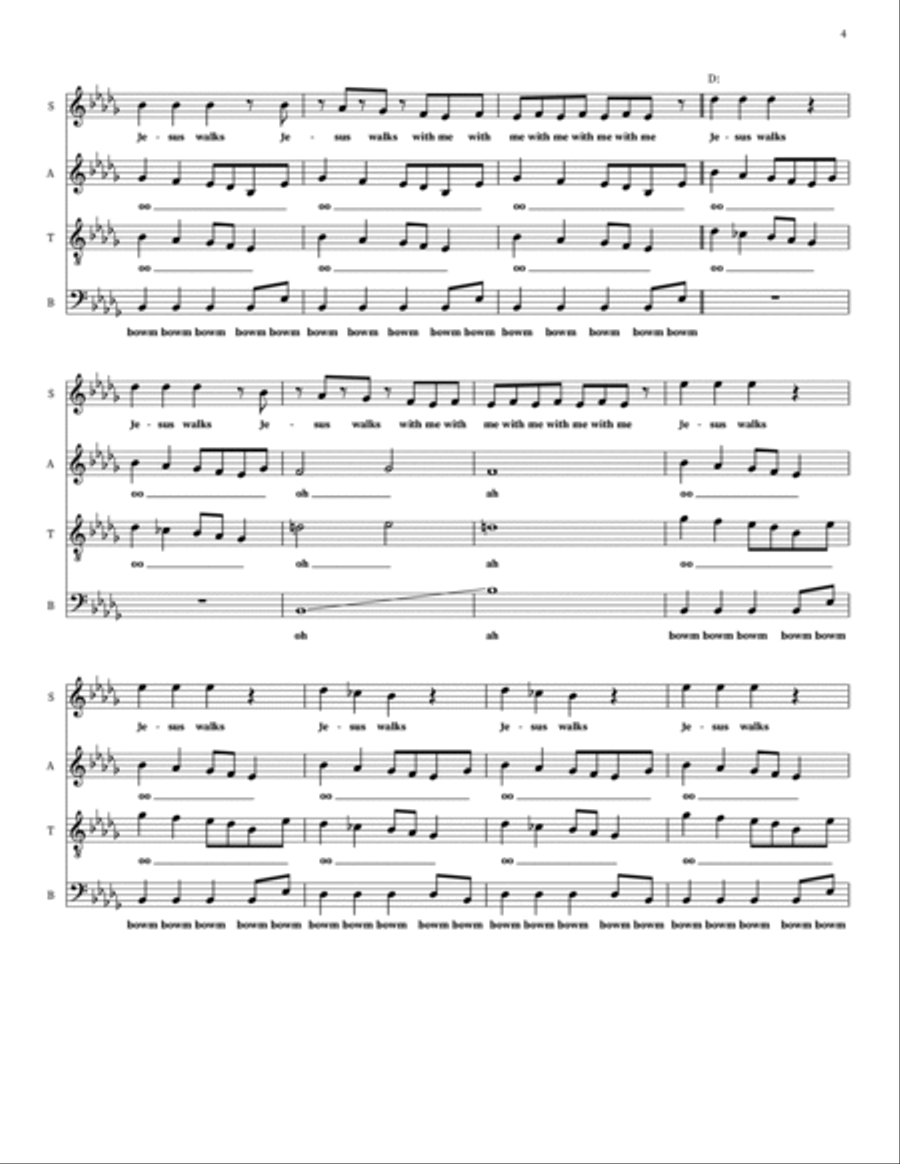 Jesus Walks 4-Part scores gallery preview page 4