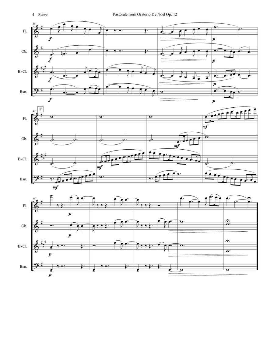 Pastorale from Oratorio De Noel for Woodwind Quartet Woodwind Quartet scores gallery preview page 5