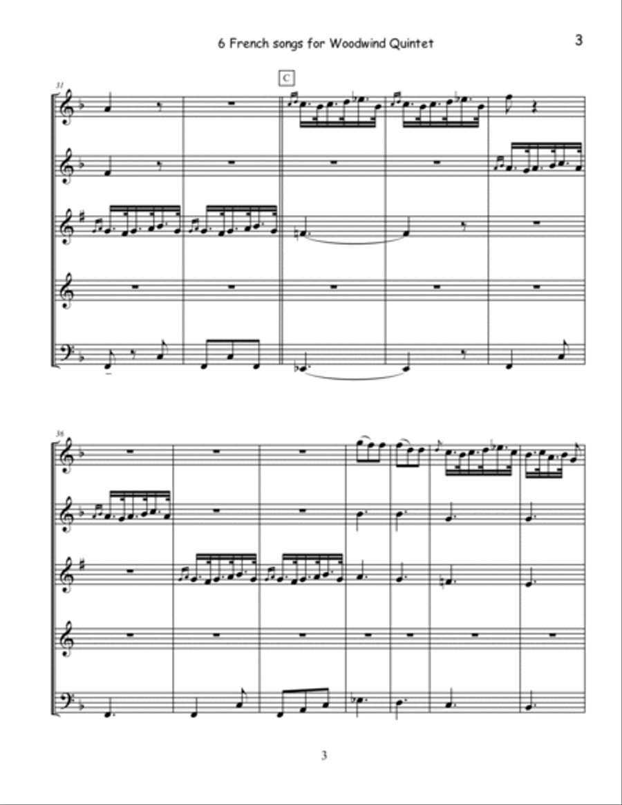Six French Songs for Woodwind Quintet Woodwind Quintet scores gallery preview page 5