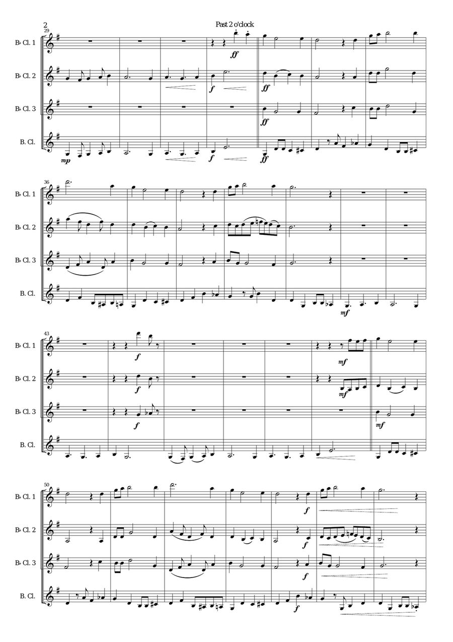 Past 2 o'clock for clarinet quartet Clarinet Quartet scores gallery preview page 2