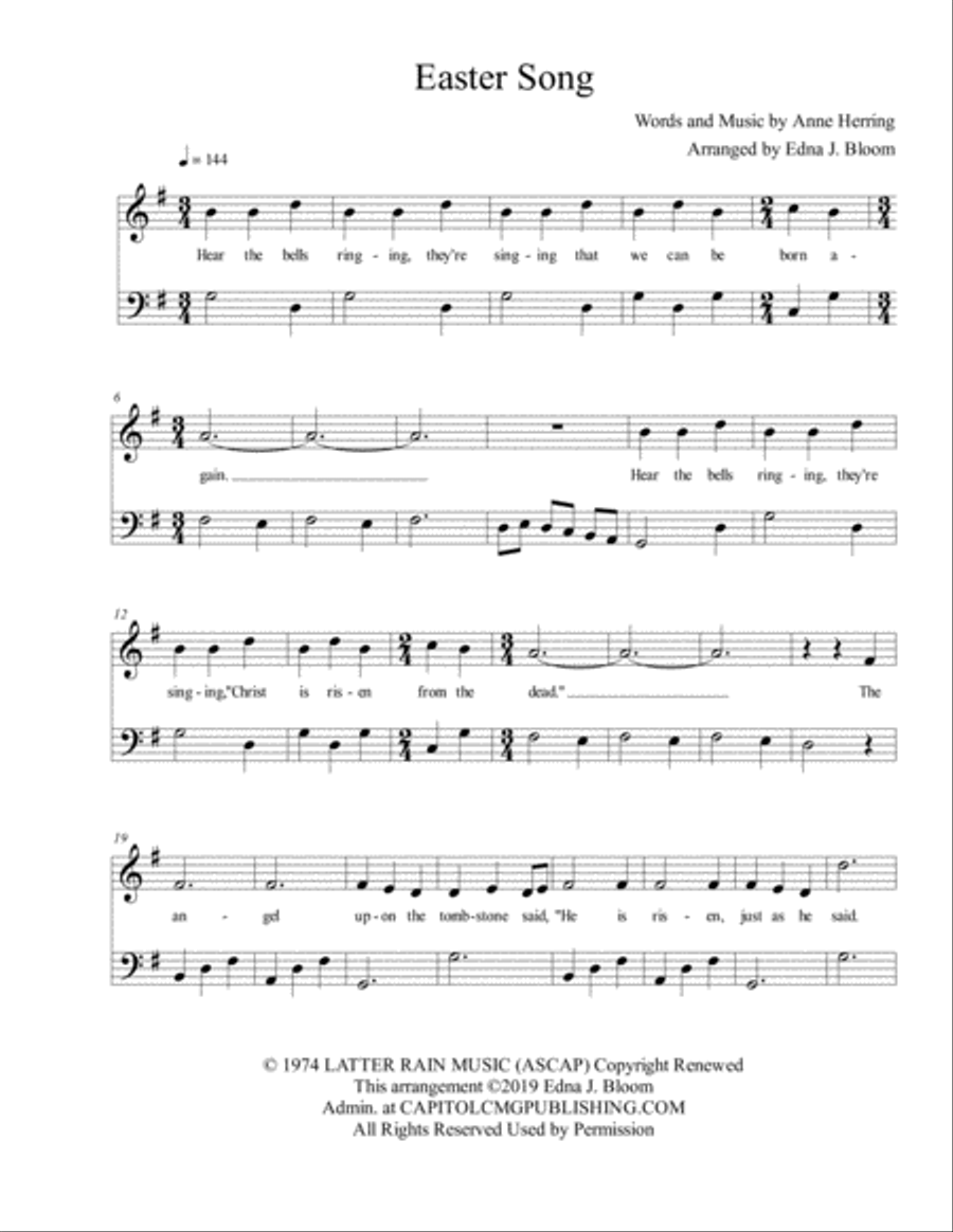 Easter Song Hear The Bells Ringing Easy Piano scores gallery preview page 2