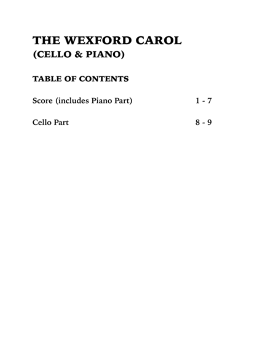 The Wexford Carol (Cello and Piano) Piano scores gallery preview page 4