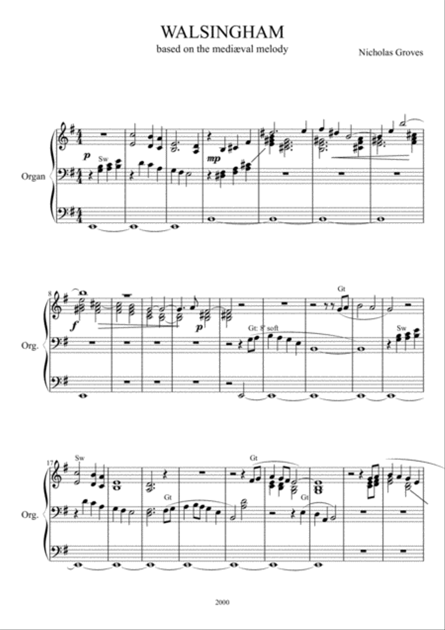 Walsingham Organ Solo scores gallery preview page 1