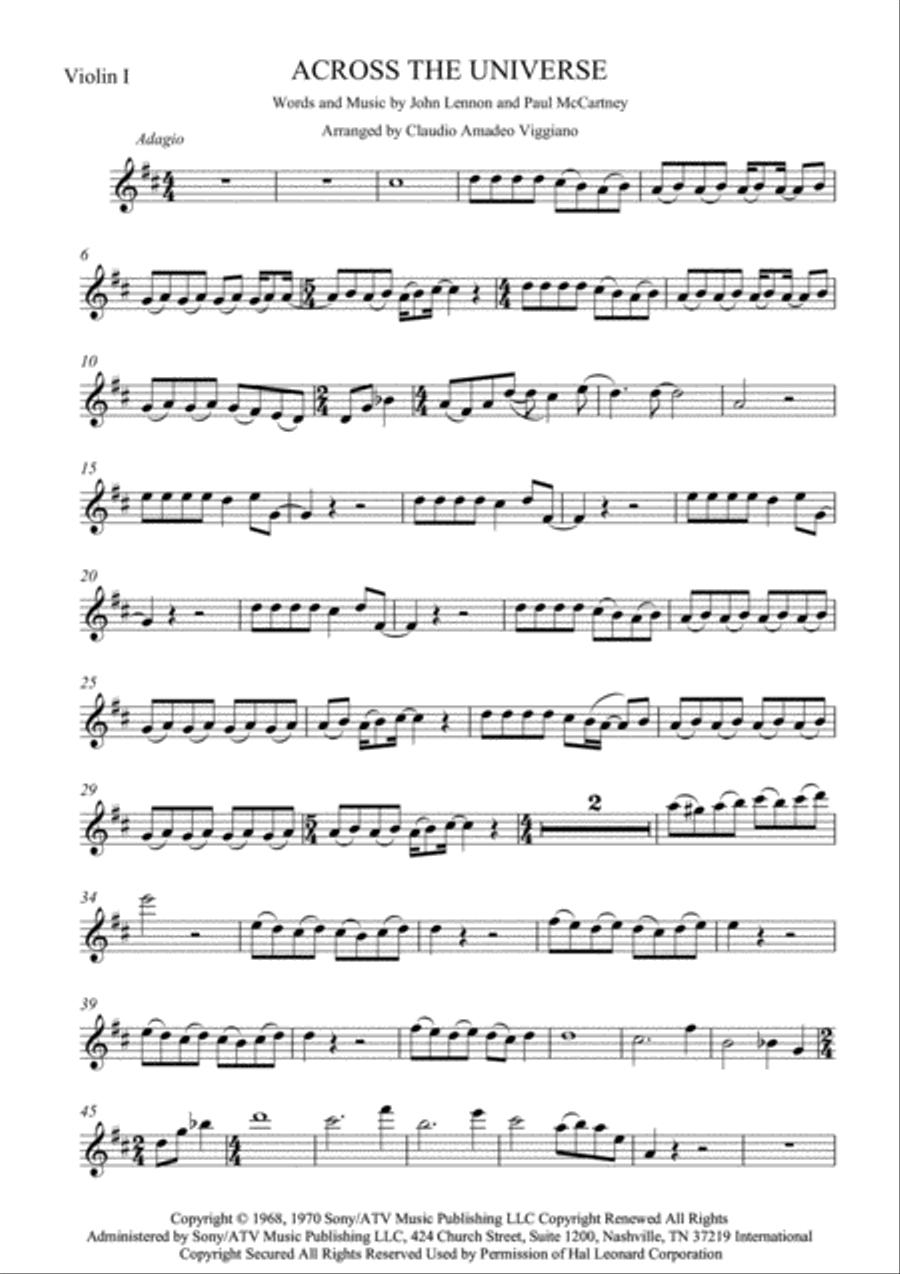 Across The Universe String Quartet scores gallery preview page 6
