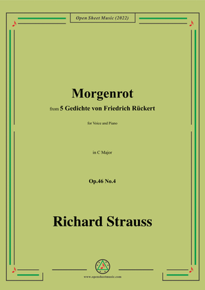 Book cover for Richard Strauss-Morgenrot,in C Major,Op.46 No.4,for Voice and Piano