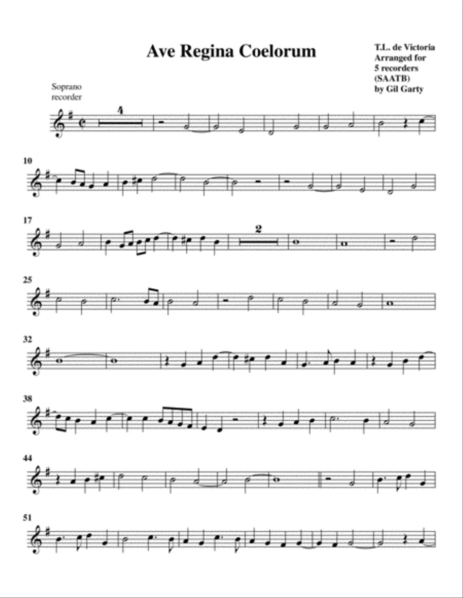 Ave Regina Coelorum (arrangement for 5 recorders) Recorder scores gallery preview page 6
