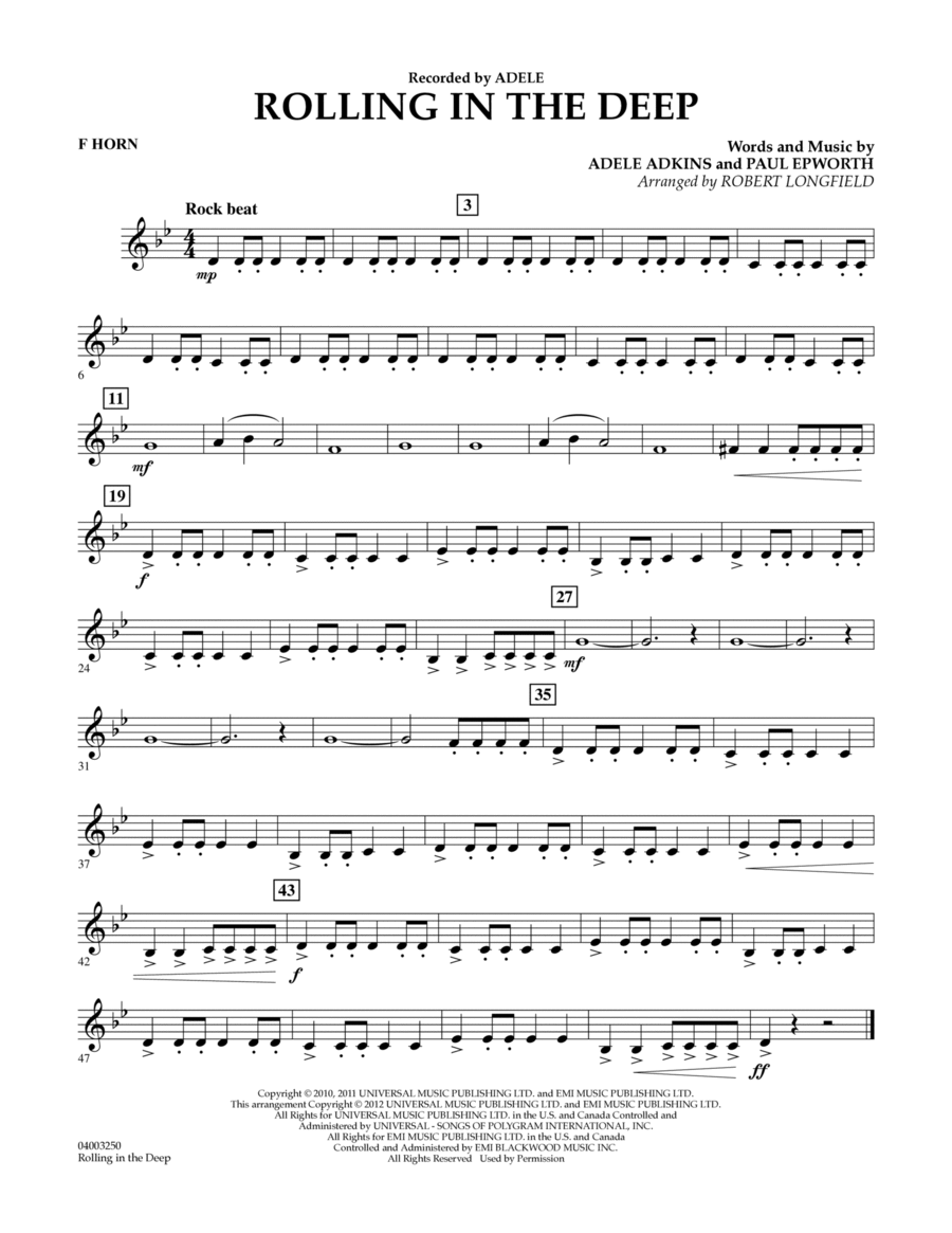 Rolling in the Deep - F Horn Concert Band scores gallery preview page 1