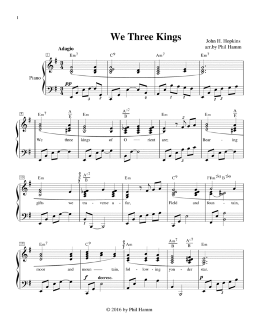 We Three Kings of Orient Are Easy Piano scores gallery preview page 2