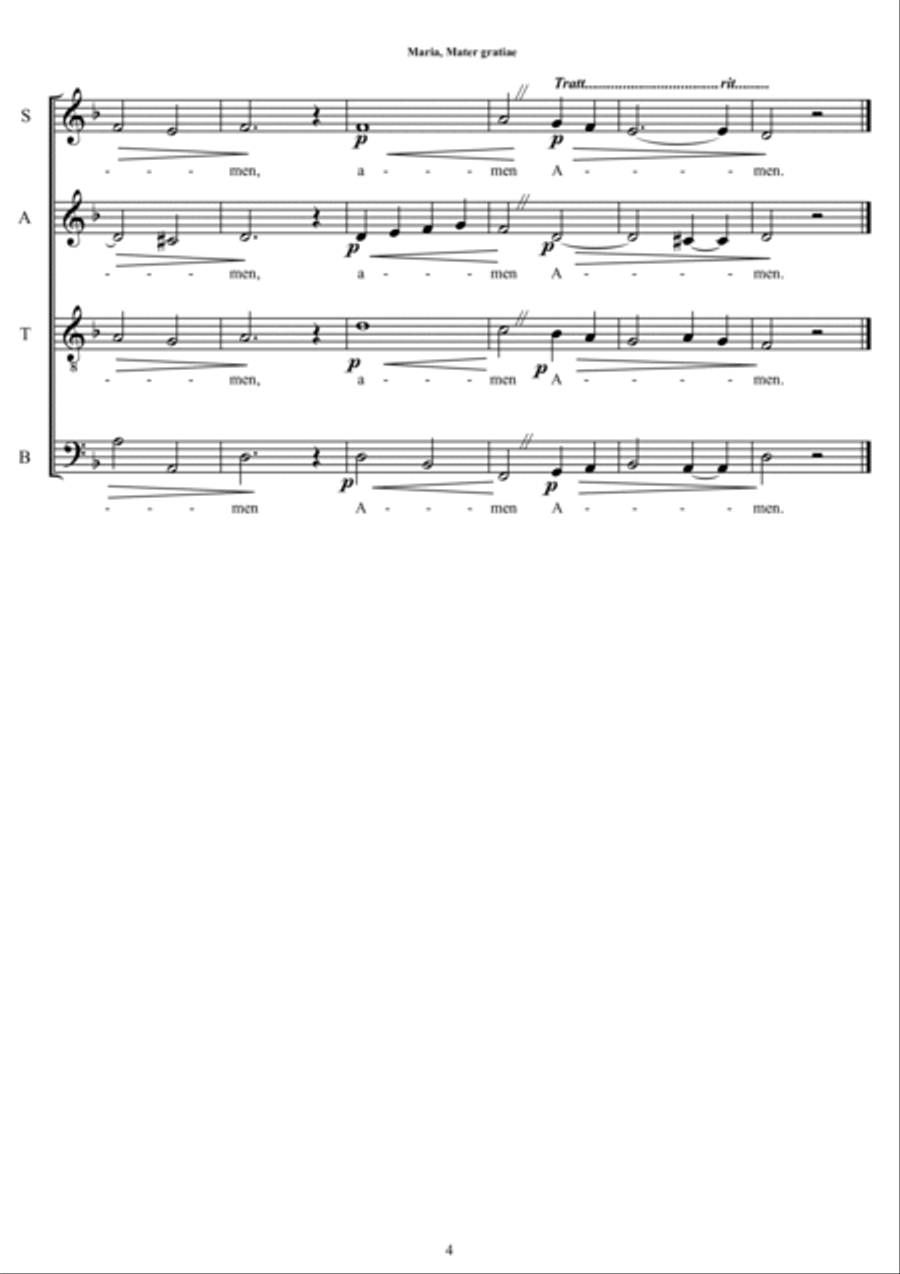 Maria, Mater gratiae - Sacred Chant for Choir SATB a cappella 4-Part scores gallery preview page 4