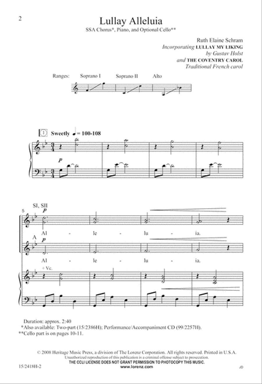 Lullay Alleluia SSA scores gallery preview page 3
