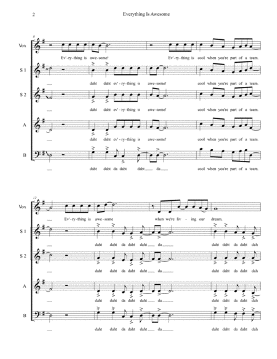 Everything Is Awesome (awesome Remixx!!!) 3-Part scores gallery preview page 2