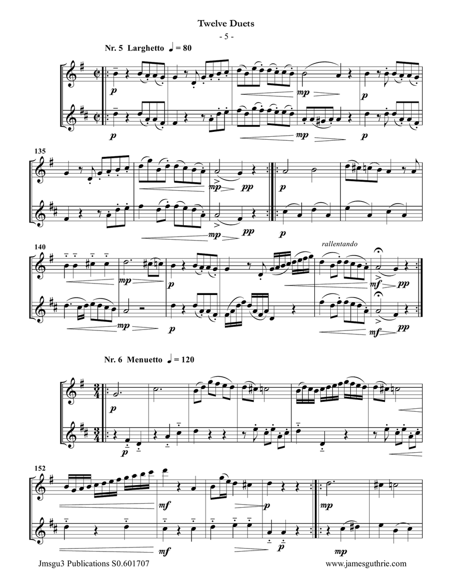 Mozart: 12 Duets K. 487 for Oboe & English Horn Woodwind Duet scores gallery preview page 5