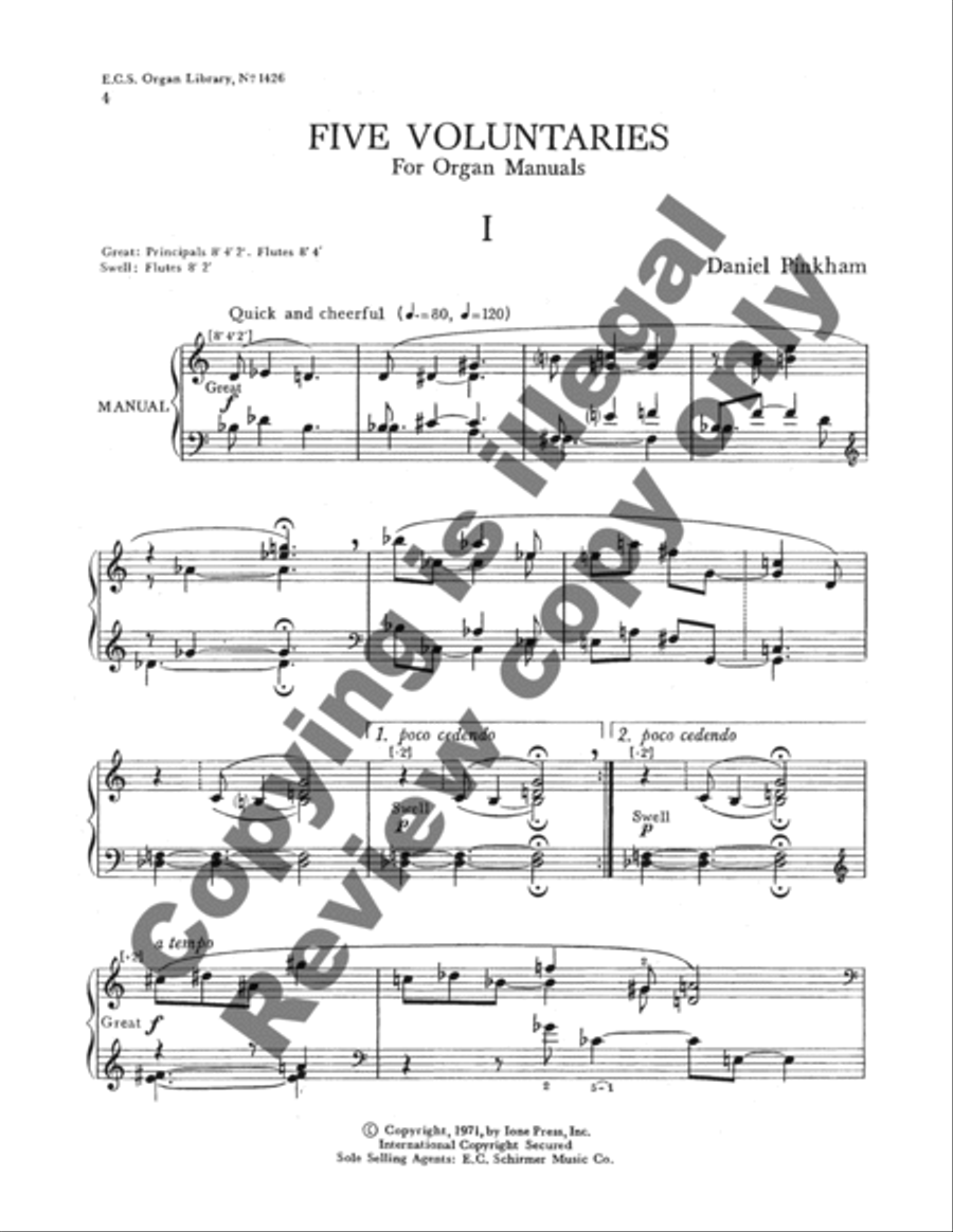 Five Voluntaries for Organ Manuals Organ scores gallery preview page 3